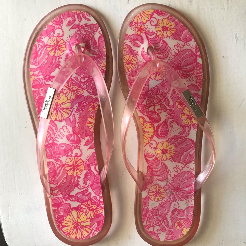 Lilly Pulitzer Pink Jelly Flip Flops Size 7
